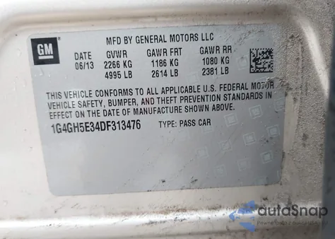 2013 Buick Lacrosse Premium 2 Group from USA, damaged, VIN 1G4GH5E34DF313476